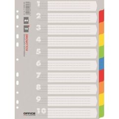 Separatoare index carton A4 OFFICE Products, 10+1 taste color , hartie lucioasa 170gr