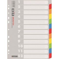 Separatoare index carton A4 OFFICE Products, 12+1 taste color , hartie lucioasa 170gr