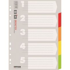 Separatoare index carton A4 OFFICE Products, 5+1 taste color , hartie lucioasa 170gr