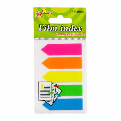 Notite adezive index din plastic, sageata, 45x12 mm, set 5x25 file color, Shine A