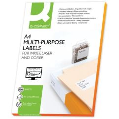 Etichete autoadezive Q-CONNECT 8/A4, 105 X 74 mm, albe, pretaiate, 100 coli/top