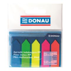 Notite adezive index din plastic DONAU, cu sageata, 45x12 mm, set 5x25 file color
