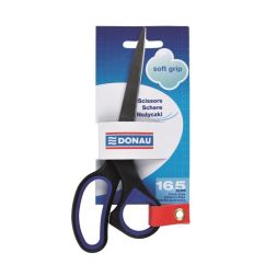 Foarfeca metalica de birou DONAU Soft Grip, 16.5 cm, albastru