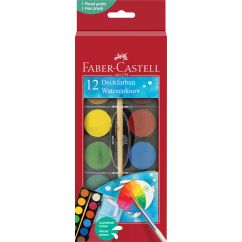 Acuarele 12 culori 30mm + pensula 2023 FABER-CASTELL