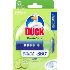 Aparat+rezerva odorizant wc gel, Fresh Discs DUCK, Lime, 36 ml, 6 aplicari