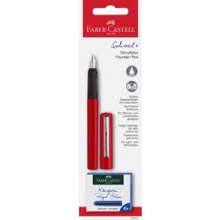 Blister stilou scolar rosu + 6 cartuse FABER-CASTELL