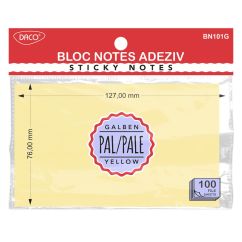 Bloc notes adeziv 127x76 galben pal DACO