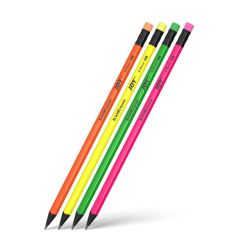 Creion grafit HB ErichKrause, cu radiera, corp neon