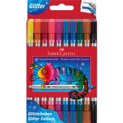 Carioca 10 culori glitter 2 capete FABER-CASTELL