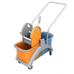 Carucior de curatenie cu 2 galeti de 25l+storcator-Double Plastic Trolley, SPLAST