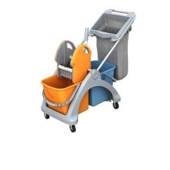 Carucior de curatenie 2 galeti de 25l+storcator+suport sac 120l-plastic Trolley TSK, SPLAST