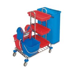 Carucior de curatenie multifunctional 2 galeti 20l+storcator+3 tavite+suport sac 120l-Cleaning System, SPLAST
