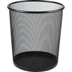 Cos birou din metal tip Mesh, 16 litri, inaltime 28 cm, diametru 260/230 mm, negru