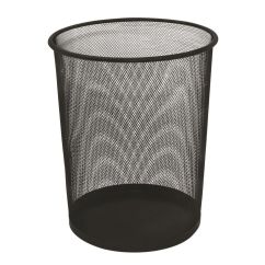 Cos birou din plasa metalica Mesh Q-CONNECT, 19 litri, inaltime 34 cm, diametru 295/240 mm, negru