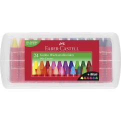 Creioane cerate 24 culori Jumbo cutie plastic FABER-CASTELL
