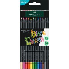 Creioane Colorate 12 culori Black edition FABER-CASTELL