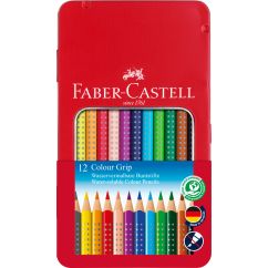 Creioane Colorate 12 culori cutie metal grip 2001 FABER-CASTELL