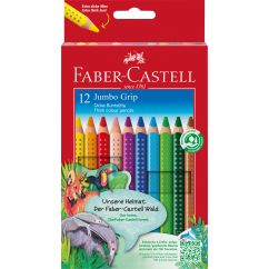 Creioane Colorate 12 culori Jumbo grip FABER-CASTELL