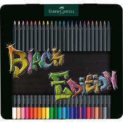 Creioane Colorate 24 culori Black edition cutie metal FABER-CASTELL