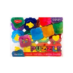 Culori tempera 12 culori 15 ml Puzzle DACO