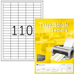 Etichete autoadezive TOPSTICK LABELS 110/A4, 38,1 x 12,7 mm, albe, pretaiate, 100 coli/top
