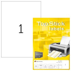 Etichete autoadezive TOPSTICK LABELS 1/A4, 210 x 297 mm, albe, pretaiate, 100 coli/top