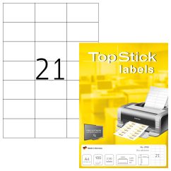 Etichete autoadezive TOPSTICK LABELS 21/A4, 70 x42,3 mm, albe, pretaiate, 100 coli/top