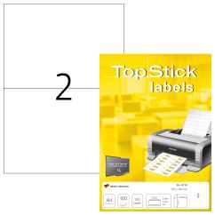Etichete autoadezive TOPSTICK LABELS 2/A4, 210 x 148,5 mm, albe, pretaiate, 100 coli/top