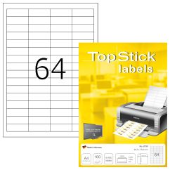 Etichete autoadezive TOPSTICK LABELS 64/A4, 48,3 x 16,9 mm, albe, pretaiate, 100 coli/top