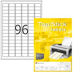Etichete autoadezive TOPSTICK LABELS 96/A4, 30,5 x 16,9 mm, albe, pretaiate, 100 coli/top