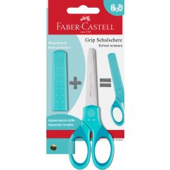 Foarfeca scolara cu protectie grip turcoaz FABER-CASTELL