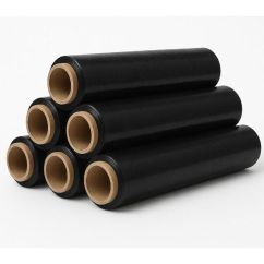 Folie stretch manuala, KOOBIC, 23 μ, 1.5 kg, tub 300 gr, neagra, bax 6 role