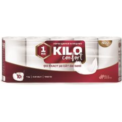 Hartie igienica alba 3 straturi, KILO, 1kg, 10role/bax