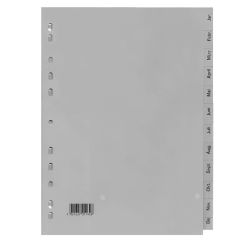Separatoare index plastic gri, lunar Ian-Dec, A4, 120 microni, Optima
