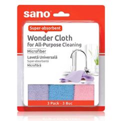 Lavete microfibra, 30x30 cm, Wonder Cloth, SANO, 3buc/set