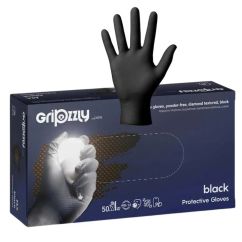 Manusi nitril textura diamant negre Gripzzly, ZARYS, 50buc/cutie
