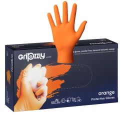 Manusi nitril textura diamant portocalii Gripzzly, ZARYS, 50buc/cutie