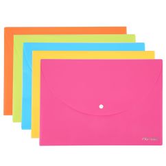 Mapa plastic cu buton A4 div. culori neon DELI