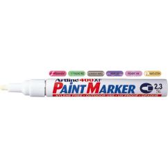 Marker cu vopsea ARTLINE 400XF corp metalic varf rotung 2.3mm alb