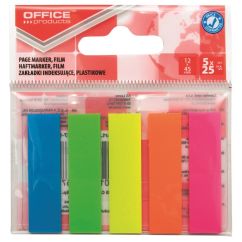 Notite adezive index din plastic OFFICE Products, 45x12 mm, set 5x25 file color