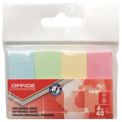 Notite adezive index (page marker) din hartie OFFICE Products, 20x50 mm, set 4x40 file pastel