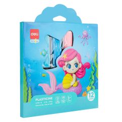 Plastilina 12 culori 240g cutie carton DELI