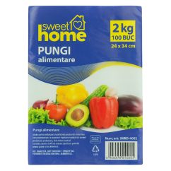 Pungi alimentare 2kg, 24x34 cm, SWEET HOME, 100 buc/set