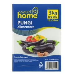 Pungi alimentare 3kg, 26x38 cm, SWEET HOME, 100 buc/set