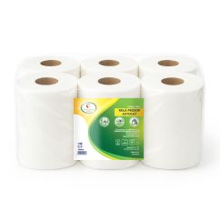 Rola prosop autocut 2 straturi alb, KOOBIC, 160m, 6role/bax