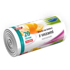 Saci menajeri ultrarezistenti 20l alb HD-LD, STELLA, 30buc/rola