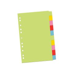 Separatoare index carton A4, 10 cul./set.