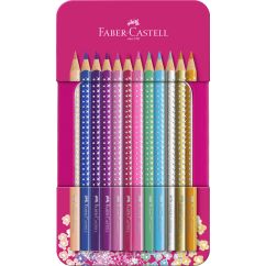 Set cadou 12 creioane Colorate sparkle FABER-CASTELL