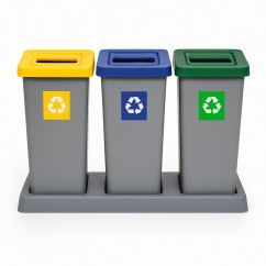 Set cos gunoi colectare selectiva cu baza de plastic, PLAFOR, 3x53l