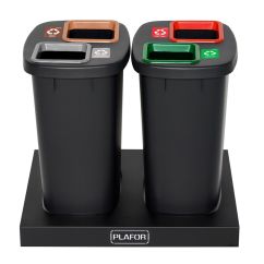 Set cos gunoi colectare selectiva cu baza de metal, Duo Bin, PLAFOR, 2x90L